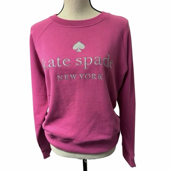 Kate Spade Pink Embroidered Logo Sweatshirt - Magenta Pink - Sz Med - Picture 7 of 11